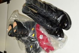 TWO PAIRS OF BRITISH ARMY BLACK COMBAT LEATHER BOOTS, both size 9, one pair has been highly bulled