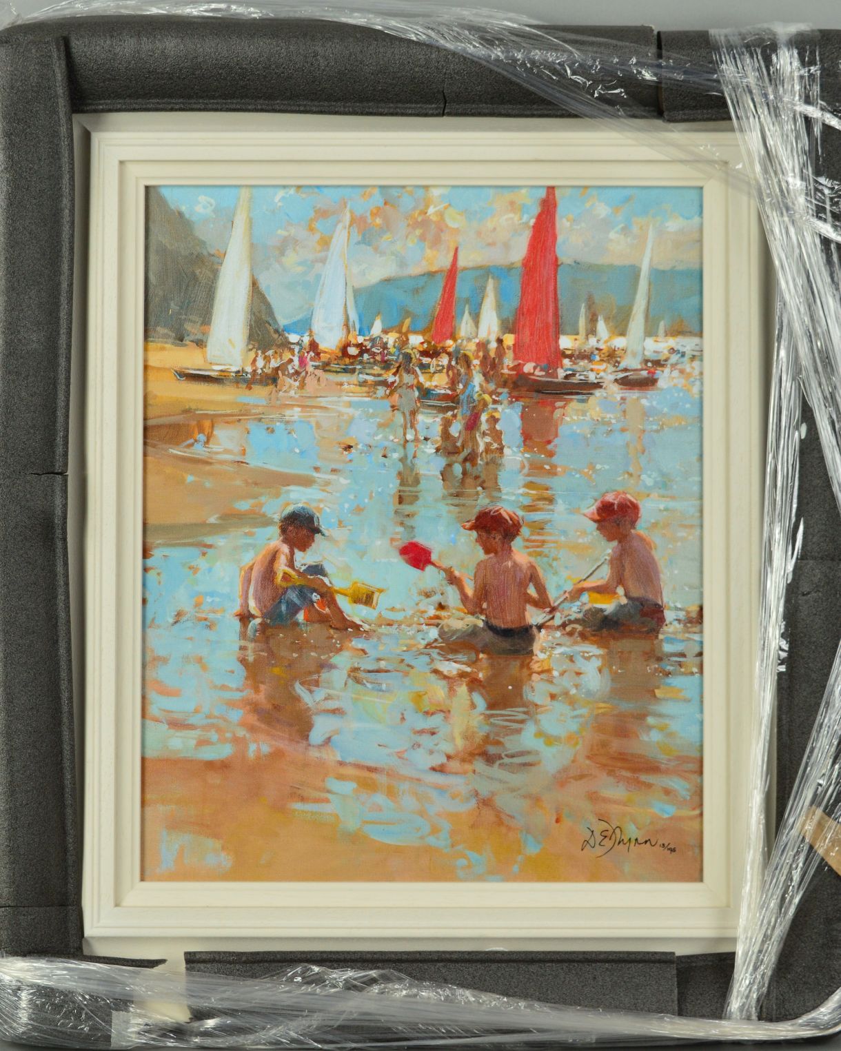 DIANNE FLYN 'WATERS EDGE', a limited edition hand embellished print on board 13/195, children