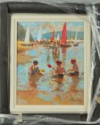 DIANNE FLYN 'WATERS EDGE', a limited edition hand embellished print on board 13/195, children