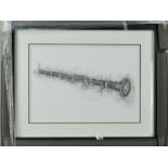 PENNY WARDEN 'CLARINET II', a charcoal study of a musical instrument, signed in pencil, mounted,