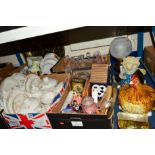 FIVE BOXES AND LOOSE CERAMICS, GLASS AND SUNDRY ITEMS, to include Royal Doulton 'Regents Park'
