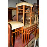 A QUANTITY OF OCCASIONAL FURNITURE to include a teak tile topped nest of three tables, four