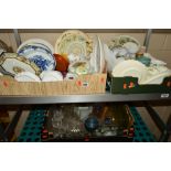 THREE BOXES OF ASSORTED CERAMICS AND GLASS, to include Royal Worcester, Wade, teawares, a Royal