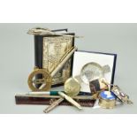 A SELECTION OF NOVELTIES to include a leather cased bible with embossed silver front panel, a