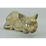 A LARGE LLADRO GRES STALKING CAT, No 2001, by Juan Huerta, length 41cm