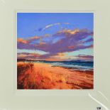 PETER WILEMAN 'AS TWILIGHT CLOAKS THE LAND', sunset over a deserted beach, a limited edition print