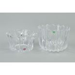 TWO ORREFORS, SWEDEN GLASS BOWLS, diameter largest 18.5cm x height 14cm, both with label on (
