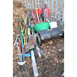 AN AGRIFAB PUSH ALONG SWEEPER, together with various garden tools (20+)