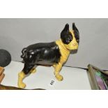 A CAST IRON BOSTON TERRIER DOORSTOP, after 'Hubley', approximate height 25cm