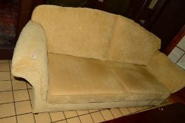A DURESTA OATMEAL UPHOLSTERED THREE SEATER SETTEE