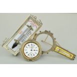 TWO LATE 19TH TO EARLY 20TH CENTURY SILVER MOUNTED THERMOMETERS, the first of rectangular outline,