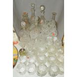 VARIOUS CUT GLASS to include decanters, glasses (Edinburgh Crystal) etc, and a paperweight