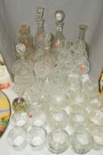 VARIOUS CUT GLASS to include decanters, glasses (Edinburgh Crystal) etc, and a paperweight