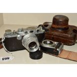 A LEICA IIIA CAMERA IN ORIGINAL LEATHER CASE, fitted with a Cooke Amotal Anastigmat 2'' f2 lens,