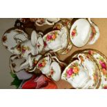 ROYAL ALBERT 'OLD COUNTRY ROSES' (SECONDS) TEAWARES, to include teapot, cake plate, sandwich