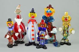 SIX VARIOUS MURANO GLASS CLOWNS, tallest height approximately 31cm (some damage) (6)