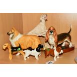 SIX BESWICK DOGS to include Bulldog 'Bosun' No1731, Collie 'Lochinvar of Ladypark' No1791, Cocker