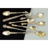 A SELECTION OF SILVERWARE to include a set of six Continental teaspoons, with twist detail and