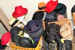 THREE BOXES OF LADIES HATS to include Laura Ashley, Kangol, Principals and Viyella, etc, together