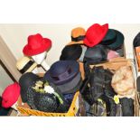 THREE BOXES OF LADIES HATS to include Laura Ashley, Kangol, Principals and Viyella, etc, together