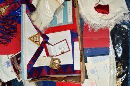 A BOX OF MASONIC REGALIA AND BOOKS, books to include Ten Talks of the Holy Royal Arch, United