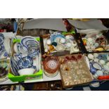 SEVEN BOXES AND LOOSE CERAMICS, GLASSWARES etc, to include collectors plates, blue and white