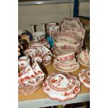 A GROUP OF MASONS 'MANCHU' TABLEWARES (20), together with Coalport 'Indian Tree Coral' tablewares