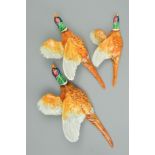 A SET OF THREE BESWICK BIRD WALL PLAQUES, 'Pheasant' No661/1/2/3 (3)