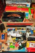 A QUANTITY OF ASSORTED TOYS AND GAMES, to include Dinky, Corgi, Matchbox and Rio diecast, Britains