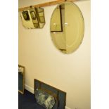 FOUR VARIOUS SHAPED WALL MIRRORS and another mirror (5)