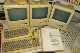 THREE APPLE MACINTOSH VINTAGE COMPUTERS, these are a Macintosh 1st generation with keyboard and