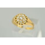 A MID VICTORIAN 18CT GOLD DIAMOND RING, the central old cut diamond within a single cut diamond