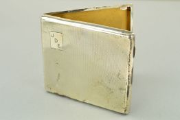 A SILVER CIGARETTE CASE of rectangular outline with engine turned decoration and rectangular initial