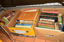 THREE BOXES OF VARIOUS BOOKS, to include 'Holy Bible', Atkinson, Capt.G.F, 'Curry & Rice......' (