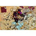 A MIXED LOT OF COSTUME JEWELLERY, etc