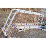 AN ALUMINIUM FOUR FOLDING MULTI USE LADDER, together with two aluminium step ladders (3)