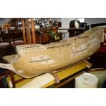 A MOULD OF A LARGE MODEL GALLEON, length 187cm, together with various original plans (reported to be