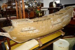 A MOULD OF A LARGE MODEL GALLEON, length 187cm, together with various original plans (reported to be