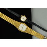 TWO WATCHES to include a gold plated lady's Hamilton wristwatch, round case measuring 19.5mm, hand