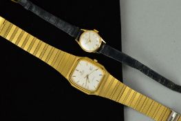 TWO WATCHES to include a gold plated lady's Hamilton wristwatch, round case measuring 19.5mm, hand
