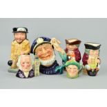 SIX ROYAL DOULTON TOBY/CHARACTER JUGS, to include 'Old Salt' D6551, 'Auld Mac' D5824, 'John Doulton'