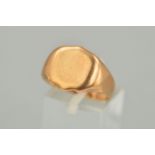 AN EARLY 20TH CENTURY 9CT ROSE GOLD SIGNET RING, ring size R1/2, hallmarked 9ct gold, Birmingham,