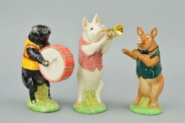 THREE BESWICK WARE PIG PROMENADE FIGURES, 'Matthew the Trumpet Player' PP2, 'David the Flute
