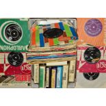 A SMALL COLLECTION OF THIRTY SIX SINGLES, and eight 8-tack tapes from artists such as The Beatles,