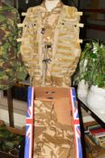 THREE ITEMS OF DESERT DPM UNIFORM, to include combat shirt desert under body armour style size XL,