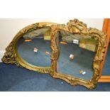 TWO VARIOUS GILTWOOD AND FOLIATE FRAMED WALL MIRRORS