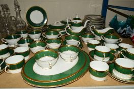 COALPORT 'ATHLONE-GREEN' TEA/DINNERWARES (two different backstamps), to include coffee pot, two