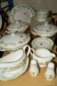 WEDGWOOD 'MIRABELLE' DINNERWARES, to include three tureens, oval meat platter, gravy boat and stand,