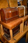 AN OAK CASED SINGER SEWING MACHINE and two other cased sewing machines (3)