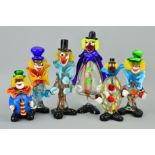 SIX VARIOUS MURANO GLASS CLOWNS, approximate height of tallest 27cm (sd to smallest) (6)